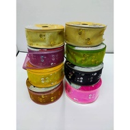 [READY STOCK]  10YRD/ROLL 1.5 INCH ORGANZA RIBBON /1.5 INCH FLOWER RIBBON ( R8)   AZ