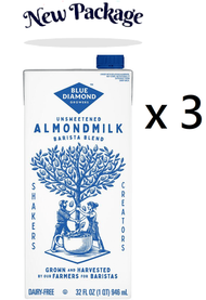 BLUE DIAMOND - Almond Breeze 無糖咖啡師調配級杏仁樂 946ml x 3 #素食 #杏仁奶