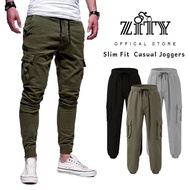 ZITY Slim-Fit Style Fabric Comfort Adjustable Belt Elastic Pants