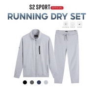 S2 SPORT long-sleeved men's clothing set with zip collar, soft and smooth USA cotton, with sturdy zi