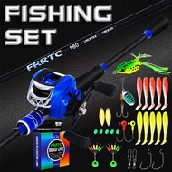 FRRTC Fishing Rod Left/Right Hand Baitcasting Fishing Reels 2 Section Fishing Rod 7.2:1 Gear Ratio C