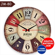 Jam dinding custom murah vintage klasik clasik unik fintage jadul kayu model nomor besar analog