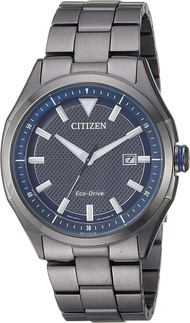 Citizen Mens Eco-Drive Weekender Watch in Black IP Stainless Steel Blue Dial (Model: AW1147-52L)