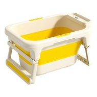 [六合一]可摺疊嬰兒浴缸-黃色 游泳池 BB浴盆+游泳圈+浴墊+玩具 帶溫度計|嬰兒浴盆|洗澡沖涼盆|洗澡沖涼盆|摺疊浴盆|摺疊浴桶