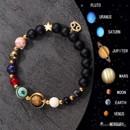 Premium Universe 8 Planets Natural Stone Bracelet 12 Zodiac Space Theme Cosmic Energy Crystal