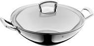 WMF Wok with Glass Lid 36 cm Induction Cromargan Stainless Steel Dishwasher Safe
