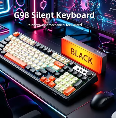 EWEADN G98 Magnetic Gaming Keyboard 98 Key Mechanical Feel Wired Rainbow light Esports Ergonomic Off