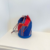 Hermes愛馬仕 橙藍撞色圓筒抽繩水桶包/雙肩包 夏日最佳絲巾包