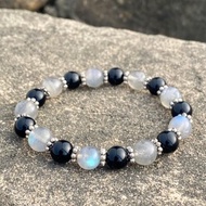 灰月光 黑耀石 中性 黑白水晶手串