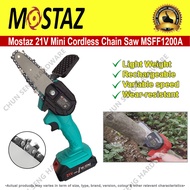 Mostaz 21V Cordless Chain Saw MSFF1200A Cordless Mini Electric Chainsaw Saw Wood Cutter Gergaji Elek