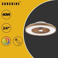 CFDW-40W (木紋款) LED 40W 24吋鴻運風扇燈 (遙控三色溫+可調光暗) #LED風扇燈 #LED吸頂燈 #LED天花燈 #家居燈飾