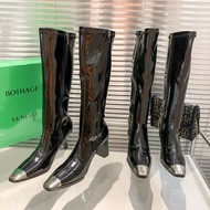 Iron Toe High Heel Boots ysl Saint Laurent Metal High Heel Sheepskin Boots Kendou Same Style Thin Bo