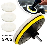 5Pcs 3/4/5/6/7 inch Car Polishing Waxing Buffing Wheel Pad Car Polisher Kit for Auto M10/M14 Drill C