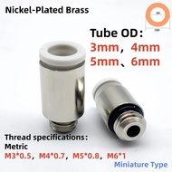 5pcs M3-M6 Quick Connect Air Fitting, Push In 3/4/5/6mm Tube, Male Thread Pneumatic Connector ﻿ ﻿