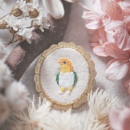 ni.kou 黃銅 刺繡 胸針 別針 凱克鸚鵡 - 金頭凱克