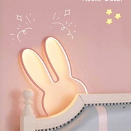 Nordic-Style Adorable Rabbit-Ear Night Light, LED Soft-Glow Bedroom Bedside Lamp, Button-Operated Di