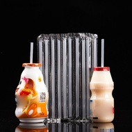 [Brightnessdin] 500Pcs DIY Plastic Straw Disposable Short Transparent Pointed Head Thin Drinking Str