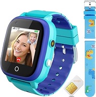 4G Smart Watch for Kids with SIM Card, T5 Kids GPS Tracker Watch Voice Video Call SOS Camera Pedometer WiFi, Touch Screen Kids Cell Phone Watch for Boys Girls Gift (Blue)