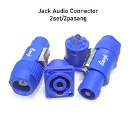 2 sets of 2 pairs of Audio Connector Jacks (2 spikon Jacks biru + 2 Blue Square Brackets) - Audio Sp