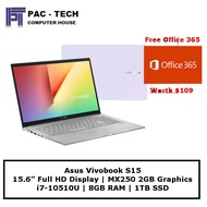 Asus Vivobook S15 [Free Office 365] [S533FL-BQ173T] i7-10510U | 8GB RAM | 1TB SSD | MX250 | 15.6" Full HD | Windows 10 |
