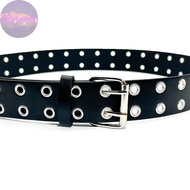 HabitatPort Hot Eye Rivet Belt Goth Style Double Pin Buckle Man/woman Fashion Casual Punk Style Pu L
