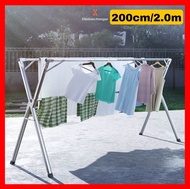 Malaysia Ready Stock 2.0m Three Pole Foldable Extendable Stainless Steel Clothes Hanger Cloth Rack R