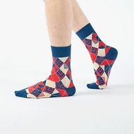 Tile/灰藍色(F)-MIT設計中筒襪