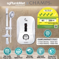 Champs x sgPlumbMart City White Electric Instant Water Heater With Shower Set