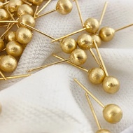 JIUya 18K Real Gold Earrings Gold 18K Jewelry AU750 Brushed 4mm Round Beal Ball Stud Earrings Gold E