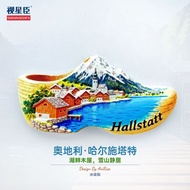 Austria Hallstatt Alps Wooden Shoes Refrigerator Stereo Magnetic Stickers Travel Accompanying Ceremo