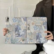 1 Piece Blue Tone Collage Scrapbook Floral Aesthetic Art Print Book-Style Flip Table Case - Multi-An