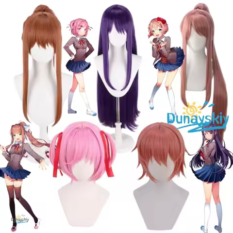 Anime Doki Doki Literature Club Character Cosplay Hair Wig Natsuki Monika Yuri Sayori Natural Lookin
