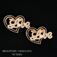 Bross Pin Love Mutiara (1 DOZEN)