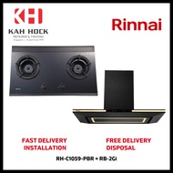 RINNAI RH-C1059-PBR CHIMNEY HOOD + RB-2Gi 2 INNER BURNER BUILT-IN HOB BUNDLE