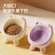 Little Cute Cat Bowl Ceramic Cat Bowl Cat Rice Bowl Water Bowl Oblique Cat Food Pet Bowl Dog Bowl Ca