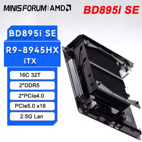 MINISFORUM BD895i SE Motherboard Mini-ITX AMD Ryzen 9 8945HX(16C/32T) 2*DDR5 PCIe5.0 x16 RJ45 2.5G H