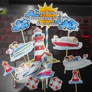 Cake topper for children's boat ship cake decoration 210425Ship ship