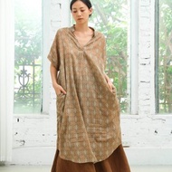 印度蓋染鑰匙領洋裝 / 巴里紗 花磚