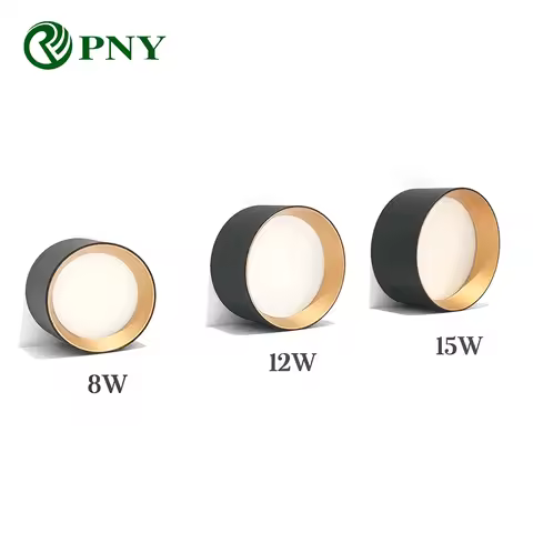 PNY Small LED Ceiling Lights 8W 12W 15W Round Surface Mounted Downlight Black+Gold White+Gold Modern