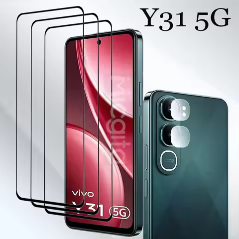Sale 9H Tempered Glass Screen Protector For VIVO Y31 5G Full Cover Anti-Scratch +Y31 5G Soft Fiber C