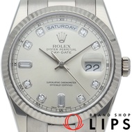 勞力士星期日曆型 36 腕錶，10 鑽，星期日曆型 118239A(Y)，保固卡，18K 白金，男士腕錶，銀色，拋光，2002 年款，成色極佳 [二手]