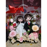 Handmade wool wedding gift Set for bride and groom - handmade product