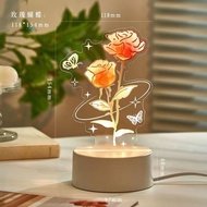 高颜值3D小夜灯花型款氛围灯卧室床头灯生日礼物High color value 3D nightlight flower type atmosphere lamp lying downyekue666