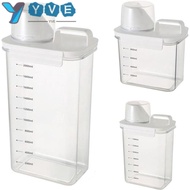 YVE Detergent Dispenser, Transparent Airtight Washing Powder Dispenser, Multi-Purpose with Lids Plastic Laundry Detergent Storage Box Laundry Room Accessories