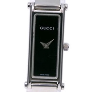 二手 Gucci 1500L 不鏽鋼石英錶，附模擬顯示和黑色錶盤，適合女士。