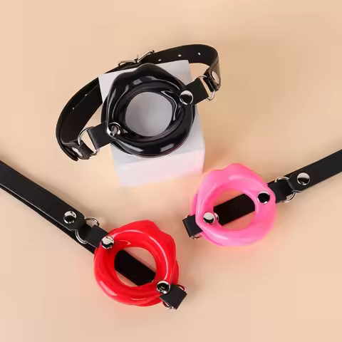 PU Leather Silicone Mouth Gag BDSM Bondage Erotic Toys for Couples Open Mouth Gag O Ring Oral Fixati