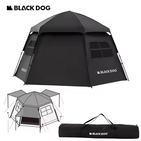 Naturehike BLACKDOG Hexagon Tent One-touch Automatic Tent Large 3-5 People Waterproof Black Coated C