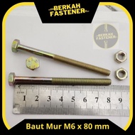 M6 x 80 mm Nut Bolt Key 10