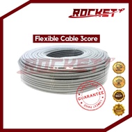 【Loose Cut】3 Core Flexible Cable GREY COLOUR Flexible Wire VTRON 40/076 70/076 3c SIRIM Approved