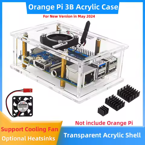 New Orange Pi 3B Acrylic Case Transparent Shell Optional Cooling Fan Aluminum Heatsink for OPI 3B